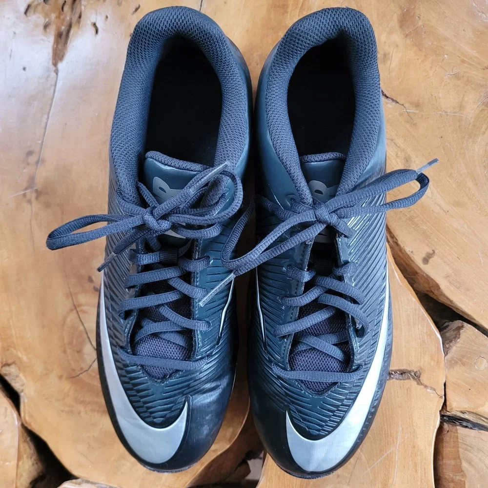 Nike Mens Vapor Shark 2 Cleats Size 10 Black Silver Football Athletic Shoes - Picture 6 of 14